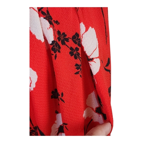 Gilli Vibrant Red Casual Floral Midi Dress Lightweight Flowy Size Medium - Picture 5 of 10